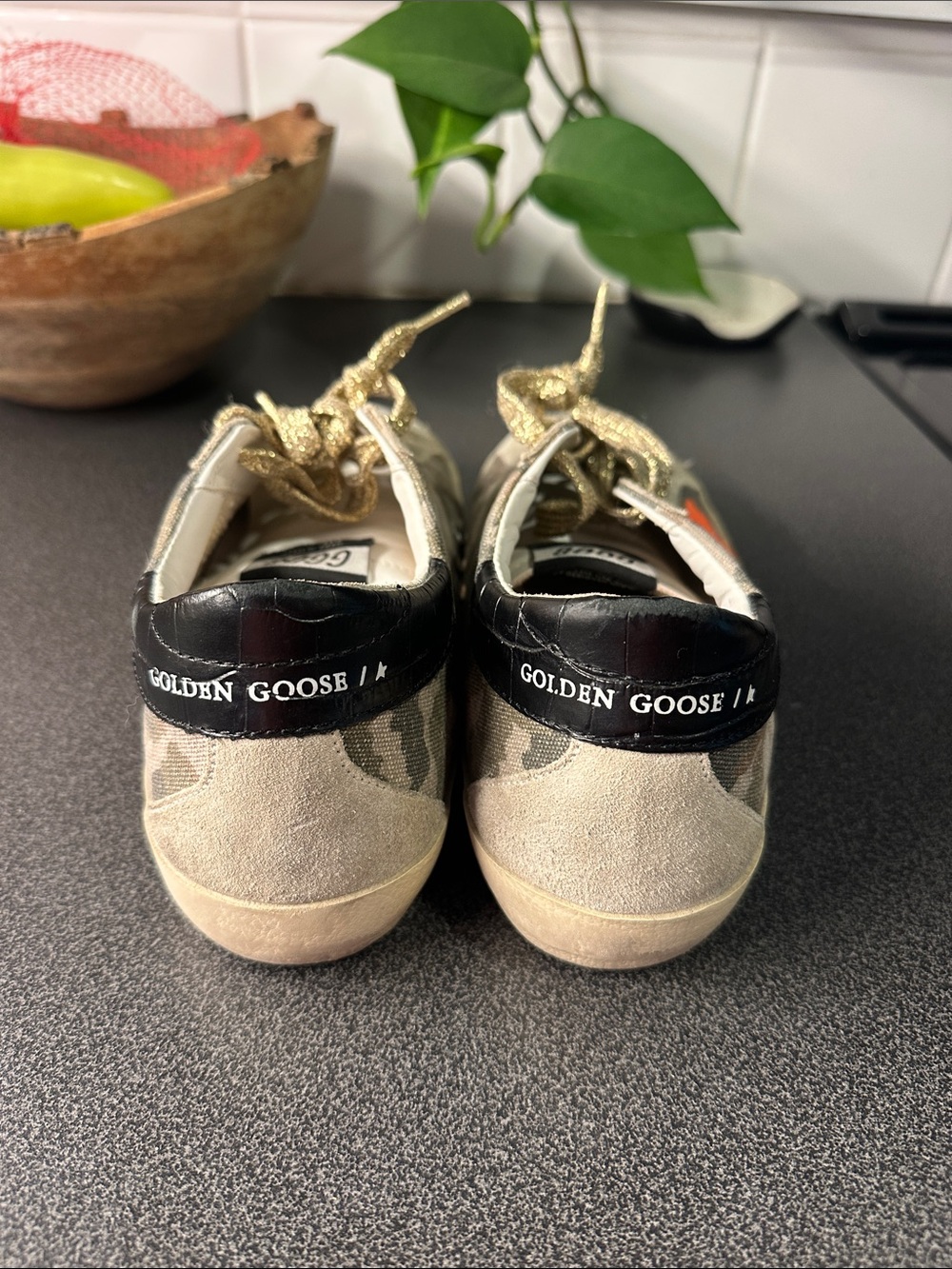 Golden Goose Super-Star Camo Sneakers with Orange Star - Gold Laces - Picture 5 of 6